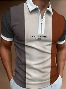 Men's Polos Slim Fit Letter Printing shirt Shirt Solid s Brand Short-Sleeved Summer Man 230202