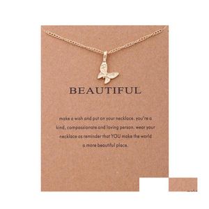 Pendant Necklaces Make A Wish Card Pearl Elephant Sun Butterfly Necklace For Women Girls Fashion Jewelry Drop Delivery Pendants Otsx6