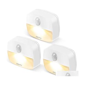 Night Lights Motion Sensor Light Indoor Batterypowered Led With Sticky Lamp Wall Suitable For Drop Delivery Lighting Dhmda