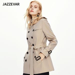 Womens Trench Coats JAZZEVAR Spring And Autumn Temperament Was Thin Short Doublebreasted Coat Jacket 230203