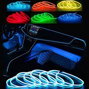 1M/3M/5M bil Interiör LED -nattlampor Dekorativ lampa El Wiring Neon Strip för Auto DIY Flexibel Ambient Light USB Party Atmosphere Diode