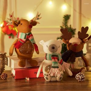 Christmas Decorations Candy Jar Storage Bottle Cartoon Elk Bag Cookie Can Boxes Child Kids Gifts Navidad Year 2023 Decor