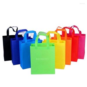 Gift Wrap 50x PROMOTION CUSTOM SOLID SOLID Non Woven Bag Fabric återanvändbar shopping med handtag