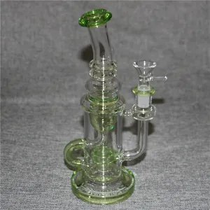 Bong in vetro Recycler Dab Rigs Giunto femmina da 14 mm con ciotola in vetro piccolo Bubbler Beaker Bong Tubi per l'acqua Rigs petroliferi