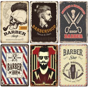 Classic Barber Shop Metal Painting Vintage Haircuts and Shaves Tin Signs Metal Plaques for Bar Pub Room Wall Decor 20cmx30cm Woo