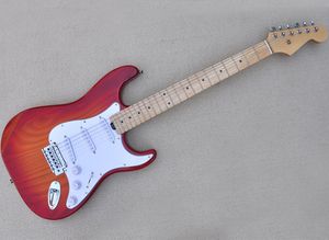 Guitarra el￩trica vermelha com corpo de cinzas brancas pickguard bordo sss pickups podem ser personalizados