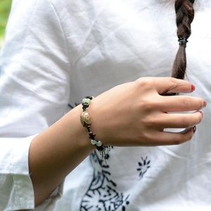 Strand Chinese Wind Lubolar Red Sandalwood Ethnic Jewelry Vintage Bracelet Aventurine Quartz Handmade Day Beads