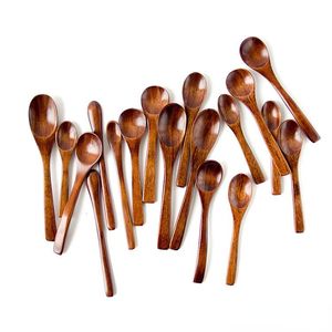 Fashion Eco Friendly Cucchiaio di legno naturale Cucchiaio da caffè Cucchiaio da tè Zuppa Zucchero Miele Dessert Antipasto Condimento Bistro Cucchiaio piccolo