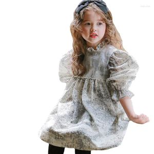 Sukienki dla dziewczątej wiosny jesień maluch dzieci z długim rękawem Kwiatowa sukienka Dziewczyny Baby Koreańska koronkowa prosta dzieci CC005