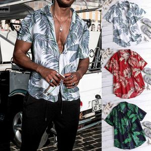Erkek Tişörtleri Yaz Vintage Sıradan Gömlek Erkek Çiçek Kısa Kollu Üstler Tee Hawaiian Camicia Uomo Kimyasal