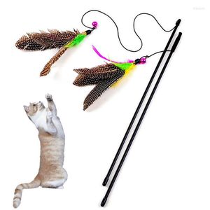Cat Toys 1pc Feather For Cats Plastic Artificial Colorful Teaser Toy Wand Accessories Pet Supplies
