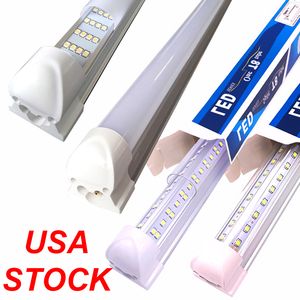 V şeklinde 2ft 4ft 5ft 6ft 8ft 8ft LED Tüp Işık T8 Entegre LED Tüpler Çift Sides SMD2835 LED Floresan Işıklar AC85-265V ABD Stok USASTAR