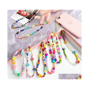 Key Rings Fashion Acrylic Strap Lanyard Colorf Eye Beaded Rope For Cellphone Case Hanging Phone Chain Jewelry Gift 466 H1 Drop Delive Dhbsg