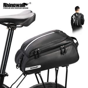 Panniers S Rhinowalk Pannier 12L防水自転車リアラックパックサイクリングトランクメッセンジャーバッグMTBバイクアクセサリー0201