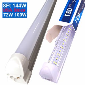 T8 Integrated Double Line Led Tube 4Ft 72W 8Ft 144W SMD2835 LED Light Lamp Bulb 96'' Dual row Lighting Fluorescent Rplacement Linkable Wall Ceiling Mounted Crestech168