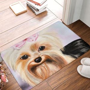 Carpets Cute Dog Animal Yorkshire Terrier Doormat Printed Polyeste Bathroom Kitchen Floor Mat Hallway Rug Carpet Decoration Bath