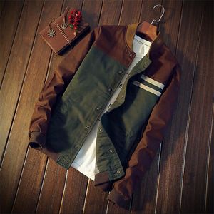 Męskie kurtki marka zielona swobodna kurtka nastolatków mężczyzn Turndown kołnierzyk długiego rękawu taktyczny bombowiec cienki płaszcz 4xl 230203