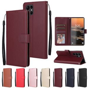 حبل الحبل Magnetic Folio Phone Fors for iPhone 14 13 12 11 Pro Max XR XS 7 8 Plus SE2 SE3 Wristband Bracelet 3 Card Slots Solid Weallet Wallet Shell