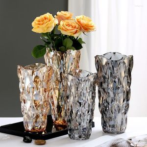 Vasi Vaso di vetro di cristallo di lusso nordico Soggiorno Scrivania da vaso con decorazione floreale trasparente