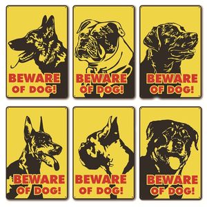 Strzeż się znaków dla psa cyny metalowe tabliczki ostrożne dla psów plakat malarstwo ścienne do ogrodowego domu Dekora