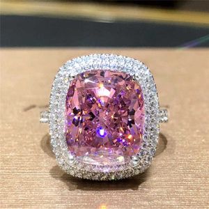 Solitaire Ring Gorgeous Pink CZ Women's Rings Brilliant Engagement Wedding cessories Valentines Love Gift New Trendy Jewelry Wholesale Y2302