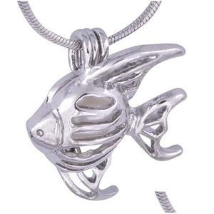 Pendant Necklaces Pretty Lovely Flying Fish Shape Pearl Plated Sliver Cage Oyster Lockets Necklace Sier Jewelry For Women Mountings Dhv4P