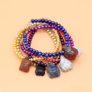 Beaded Ny färgad potatispärlarmband med natursten sköldpadda kärlek önskar smycken Bangle Gemstone Bästa gåva för kvinnor Drop Delive DH80C