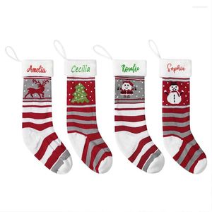 Christmas Decorations Embroidered Name Gift Stockings Personalized Year Candy Bag Tree Decoration Hangings Custom Gifts