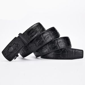 Celra Belt Belt Men's Leather Automático Buckle Buckle Business Casual Casual Crocodilo Padrão com Ciéis Drogas