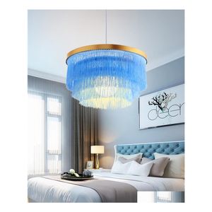 L￢mpadas pendentes Creative Nordic Modern Candelier Lights Room de estar Quarto simples Personalidade cor redonda Tassel Villa Dining Drop D Dhcua