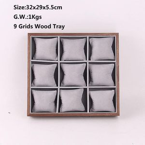 Torebki biżuterii worki 9 zegarków Multi Founty Display Tray Ring Earring Naszyjnik Bransoletka wisiorek