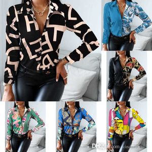 디자이너 2023 봄 긴 소매 블라우스 여성 새 인쇄 셔츠 플러스 크기 3xl 패션 탑스