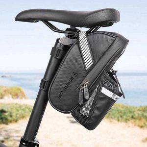 Panniers S regntät bakre med vattenflaskan Pocket Bicycle Tail Seat Saddle Bag Reflective Pouch Bike Accessories 0201