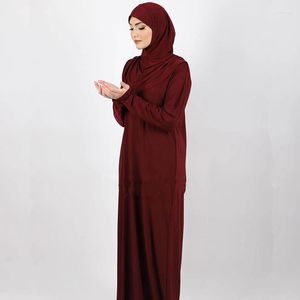 Roupas étnicas Ramadan One Piece Oração Abaya Vestido com capuz Kaftan Mulheres muçulmanas Jilbab Hijab Robe Cor sólida