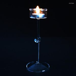 Candle Holders 1PC 7.5x18cm High Quality Glass Candlestick European Holder Romantic Dinner Ornaments Essential For Love JY 1182