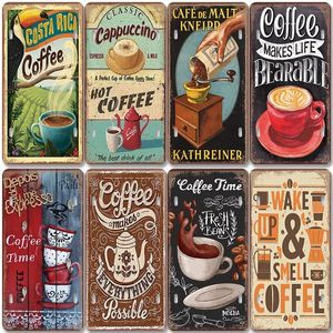 Coffee Licenses Plate Vintage Metal Tin Signs Retro Coffee Time Metal Plaques for Cafe Kitchen Living Room Home Wall Art Decor 20cmx30cm Woo