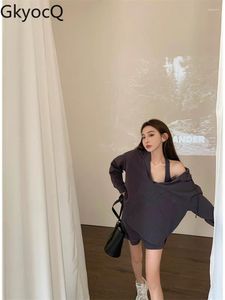 Frauen Tracksuits Gkyocq Winterfrau Kurzes Sets Solid Halter Camis Lose Pullover Shorts dreiteils Set Girls Koreanische Mode Frauen Frauen