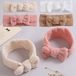 Hår tillbehör baby pannband lamm fleece flicka bowknot band barn huvudbonad baby varma vinter turban pannband