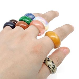 Band Rings Natural Crystal Stone Ring Opal Turquoise Black Onyx Tiger Eye Sodalite Malachite Jewelry Finger For Women Men 12 Dhgarden Dhtlz