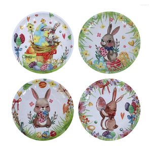 Plates 4pcs Easter Plate Candy Dinner Table Decor Metal Snack Rustic Towel Tray