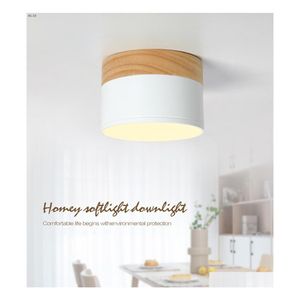 Downlights LED Pułap Lekkie Lampy Lampy Oświetlenie Oprawy 5 W Drewno Downlight Renlight Modern Living Drop Reliudon Lights Indoor Dhywm