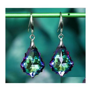 Brincos de cristal austr￭aco para mulheres S925 Sier agulha barroca folhas de breol de breol j￳ias entrega de joias de joalheria Otoud