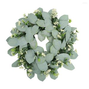 Decorative Flowers Artificial Wreath Green Leaf Wall Decoration For Home Living Room Bedroom Bathroom Easy Install Exquisite Creative Gifts