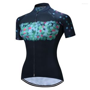 Racingjackor Weimostar Women's Pro Cycling Jersey Cykel Kort ärmkläder Cykel Sportskjorta Färgglada prickar reflekterande