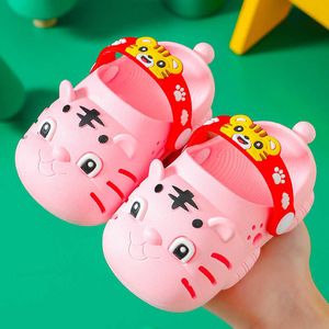 Slipper New Baby Cartoon Tiger Toddler Boy Slide Shoes Summer Outdoor Infant Girls Slippers 0-3 Year Kids Non-slip Sandals