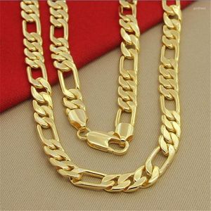 Chains Hip Hop 925 Sterling Silver Necklace 8MM Three Bedroom One Figaro Plating 24K Gold Men's Party Jewelry GiftChains Gord22