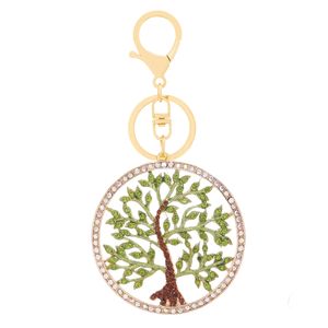 Mode Lucky Tree Color Diamond Studded Hollow Pendant Shape Keychain Creative Exquisite Gift