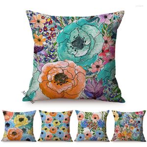Kudde färgglad blommig oljemålning hem dekoration täcker harmoni nordisk dekorativ soffa kast fall rum säng kudde