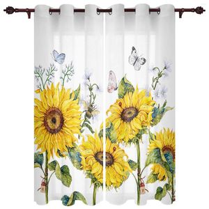 Curtain Modern Curtains Sunflower Flower Butterfly Baby Room Bedroom Creative Kitchen Living Terrace Valance