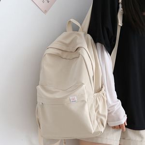 Backpack Waterproof Nylon Women Female Travel Bag s Schoolbag for Teenage Girls Solid Color Bookbag Mochila 230204